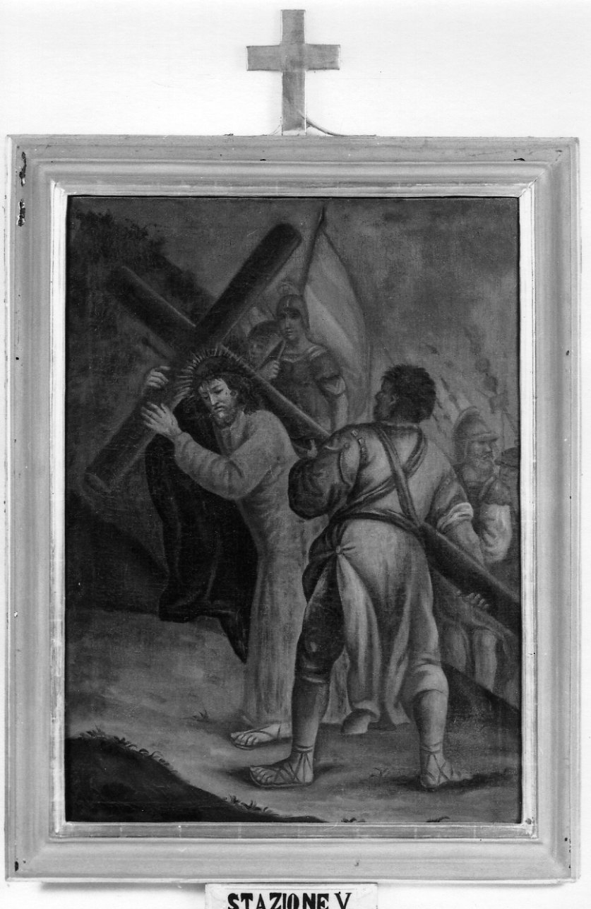 stazione V: Gesù aiutato da Simone il Cireneo a portare la croce (dipinto) - ambito piemontese (secondo quarto sec. XVIII)