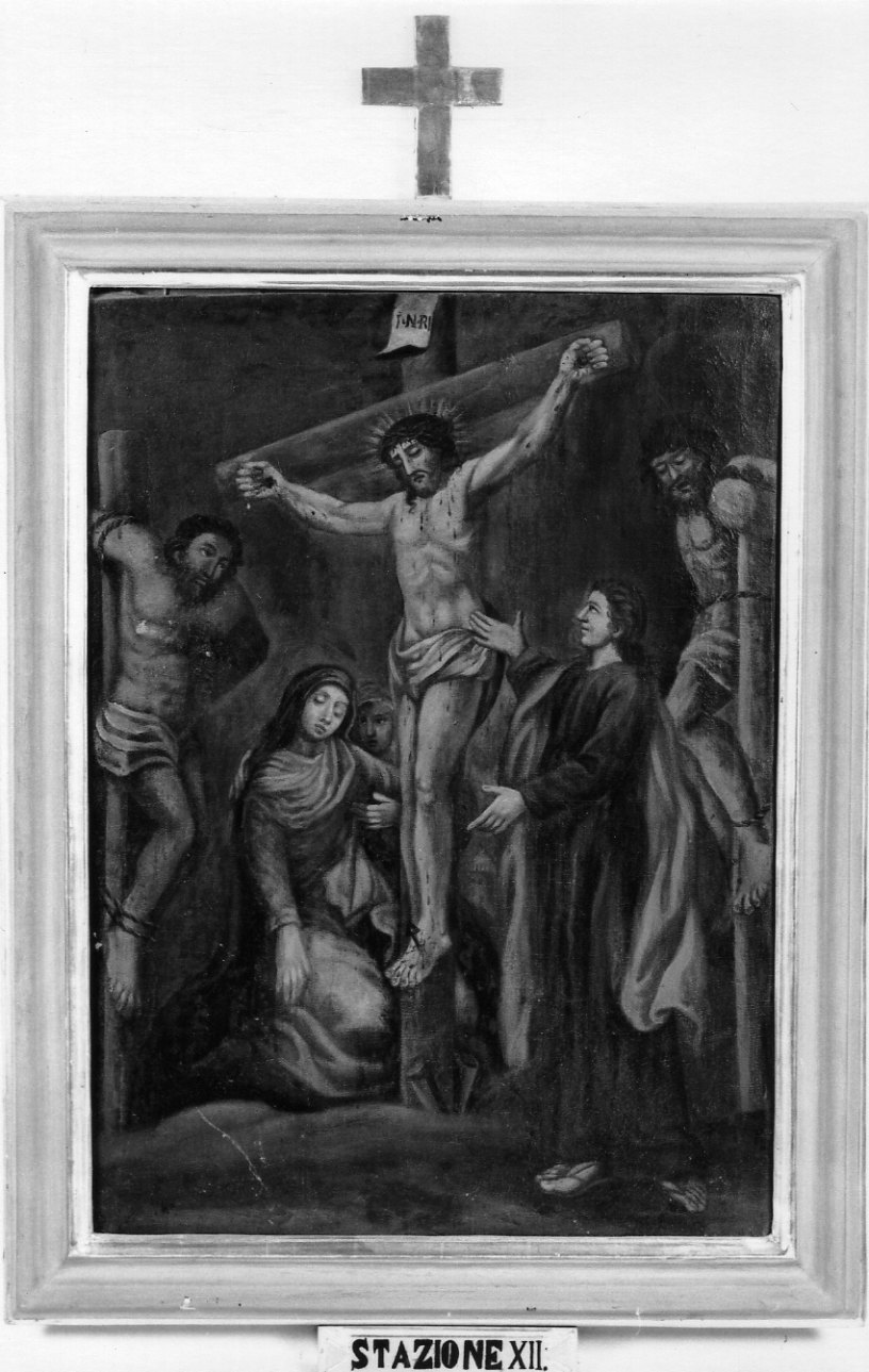stazione XII: Gesù innalzato e morto in croce (dipinto) - ambito piemontese (secondo quarto sec. XVIII)