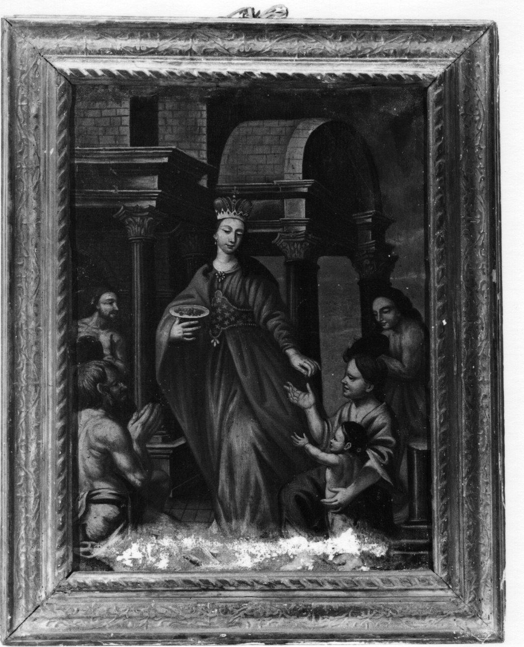 Santa Elisabetta d'Ungheria distribuisce l'elemosina ai poveri (dipinto, opera isolata) - ambito piemontese (sec. XVIII)