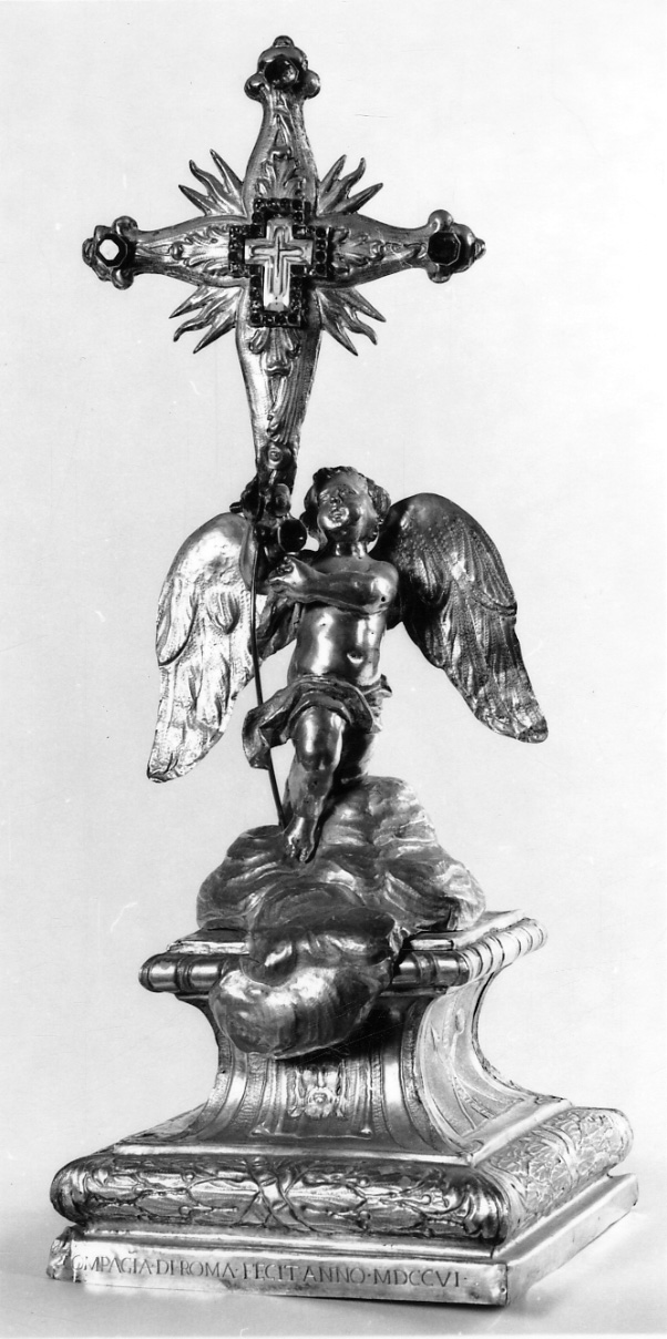 angioletto con la croce (reliquiario, opera isolata) - ambito romano (inizio sec. XVIII)