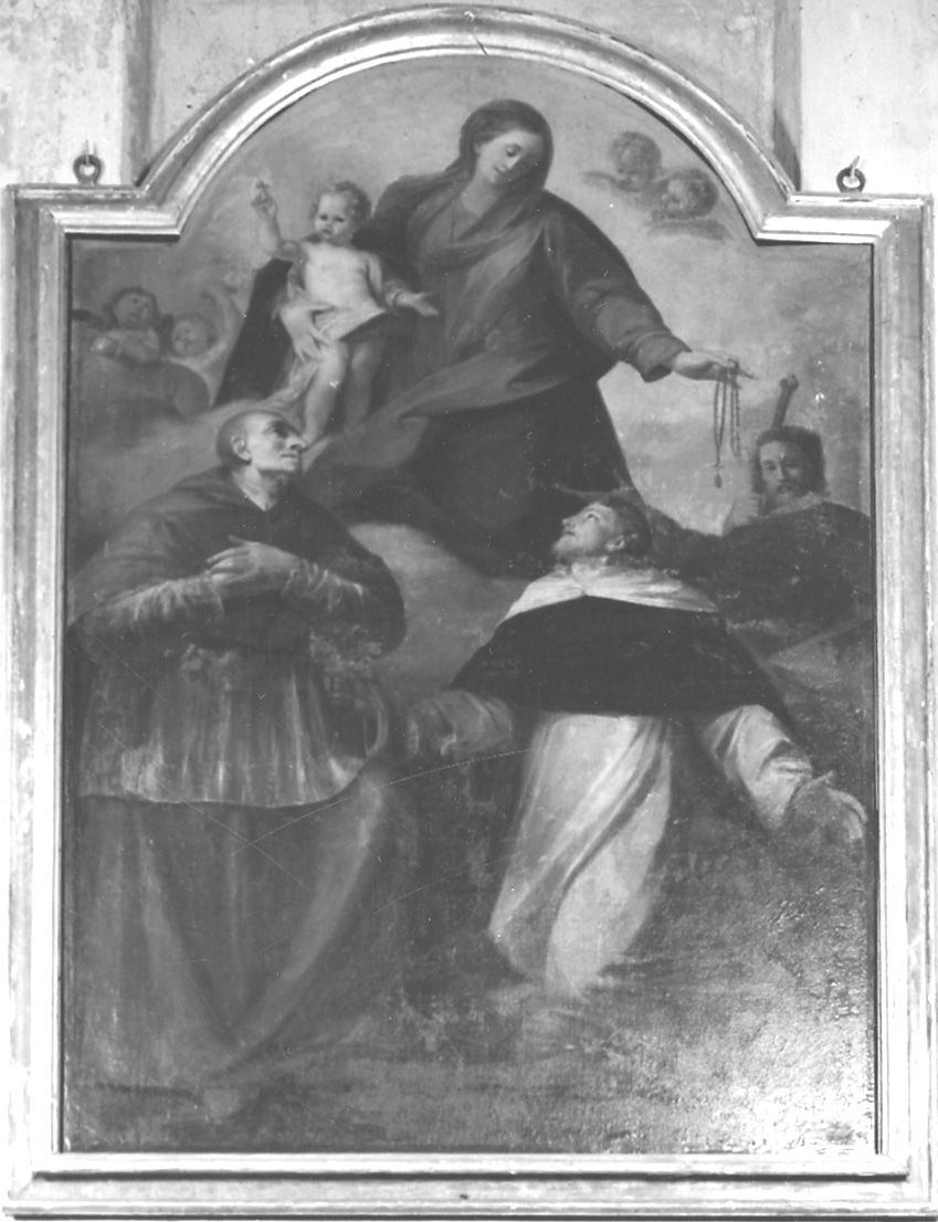 Madonna del Rosario con San Carlo Borromeo, San Domenico e San Giuseppe (dipinto, opera isolata) - ambito ossolano (prima metà sec. XVIII)
