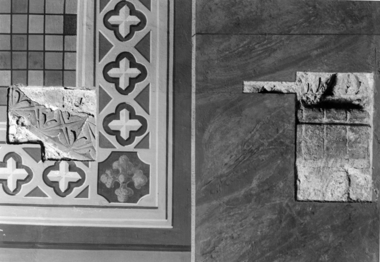 motivi decorativi geometrici (decorazione plastica, frammento) - ambito piemontese (prima metà sec. XIV)