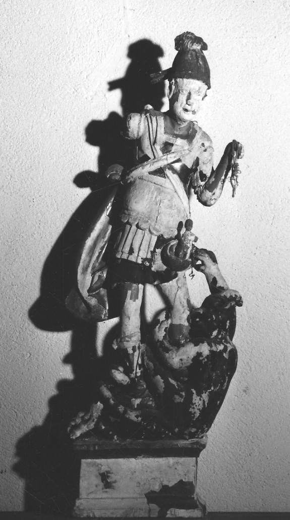 San Michele Arcangelo combatte Satana (statua, opera isolata) - ambito novarese (sec. XVII)