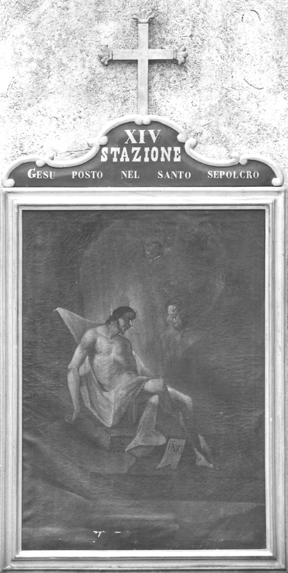stazione XIV: Gesù deposto nel sepolcro (dipinto) - ambito cusiano (prima metà sec. XVIII)