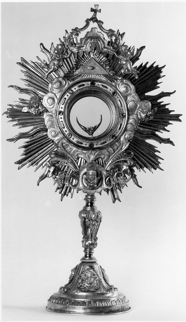 cherubini con occhio divino (ostensorio - a raggiera, opera isolata) - ambito italiano (fine/inizio secc. XIX/ XX)