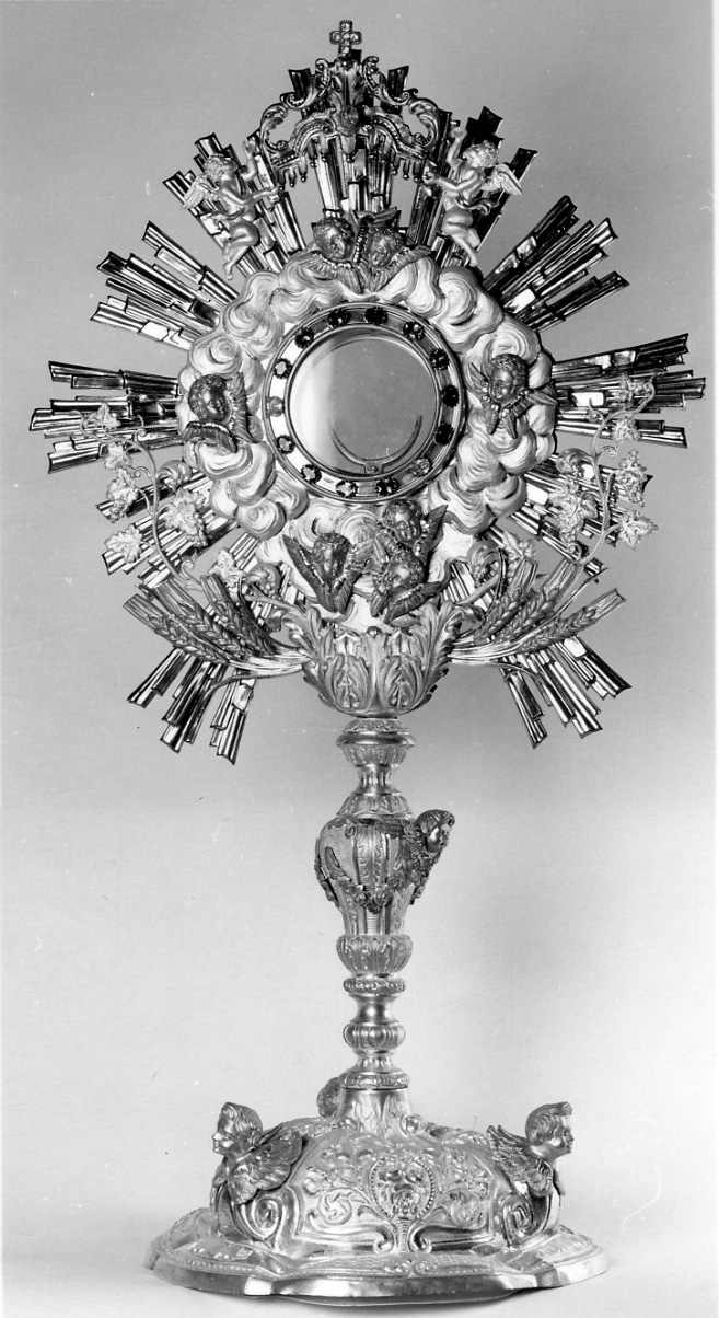 cherubini con simboli eucaristici (ostensorio, opera isolata) - ambito italiano (ultimo quarto sec. XIX)