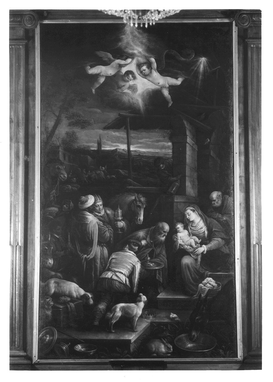 adorazione dei Re Magi (dipinto, opera isolata) di Da Ponte Francesco detto Bassanino (attribuito) (ultimo quarto sec. XVI)