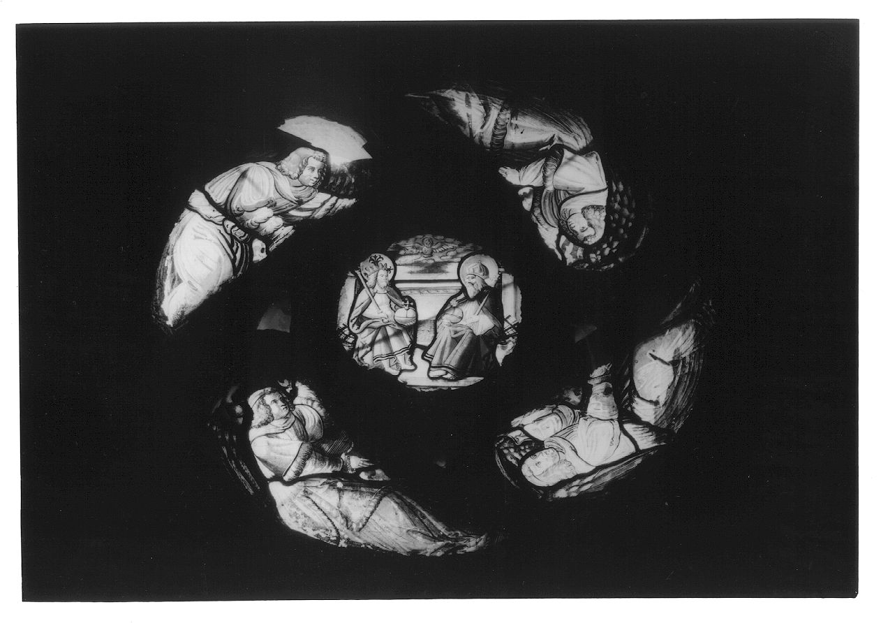 Trinità e angeli (vetrata, opera isolata) - bottega svizzera (secondo quarto sec. XVI)