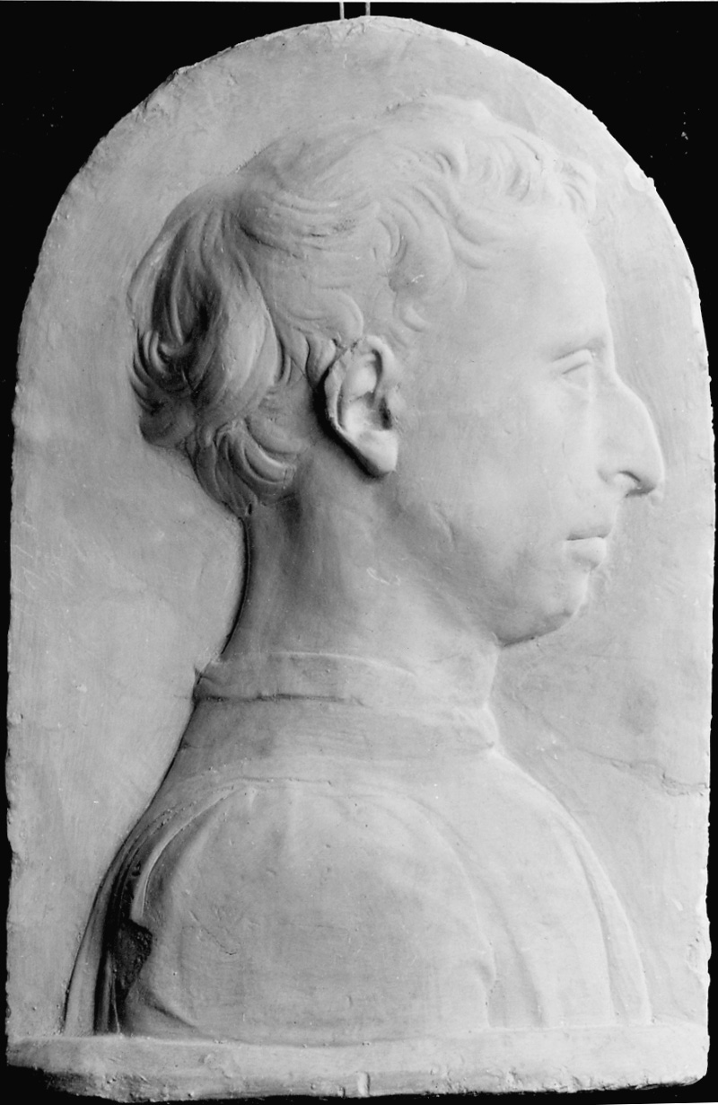 ritratto d'uomo di profilo (calco, serie) - bottega italiana (seconda metà, prima metà sec. XIX, sec. XX)