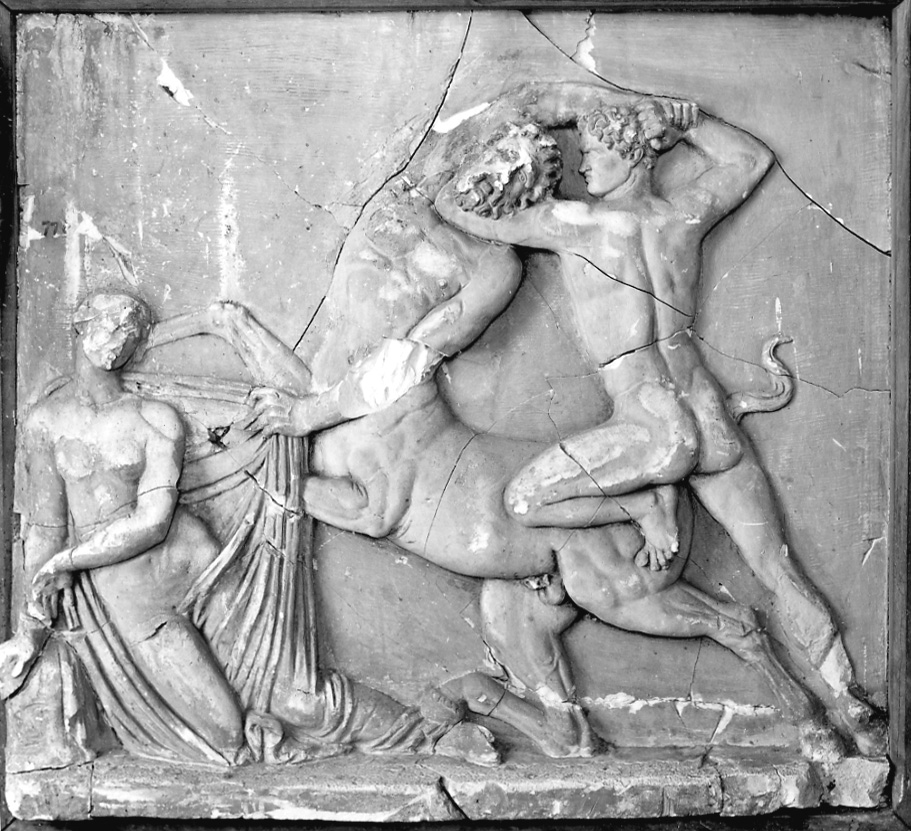 centauromachia (calco, opera isolata) - bottega italiana (secondo quarto sec. XIX)