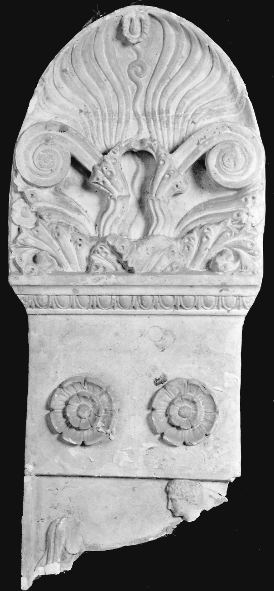 Motivi decorativi geometrici e vegetali con figure (calco, frammento) - bottega italiana (seconda metà, primo quarto sec. XIX, sec. XX)
