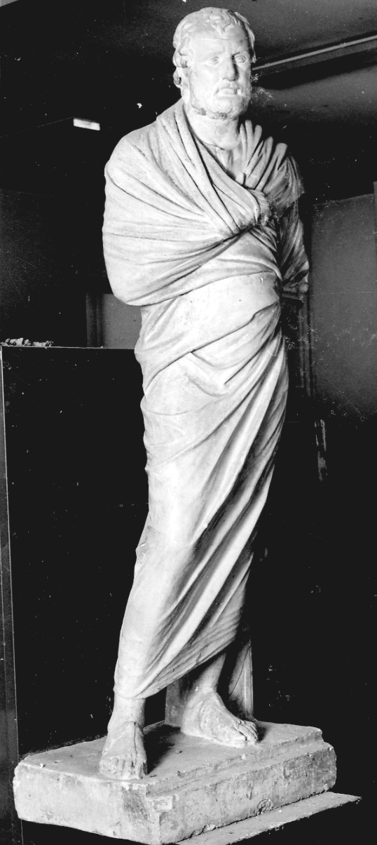 figura maschile togata (calco di scultura, opera isolata) - bottega italiana (prima metà sec. XIX)