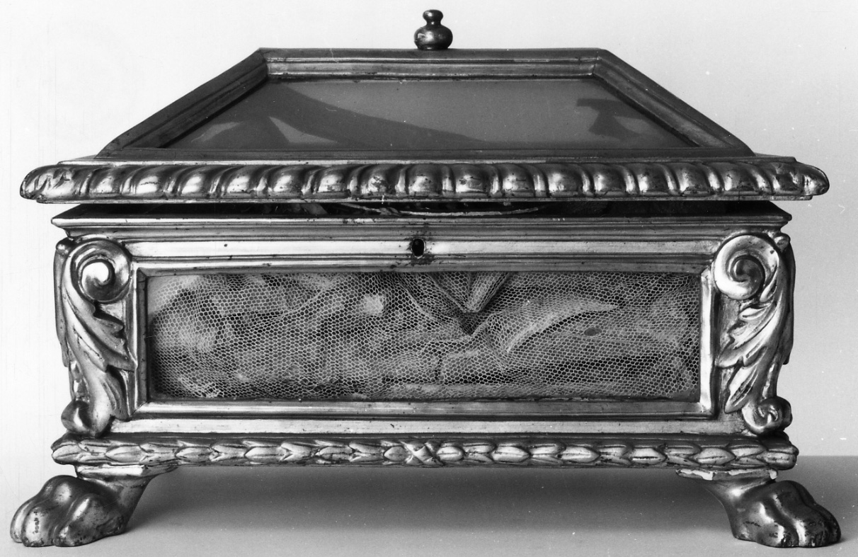 reliquiario a teca - a urna, opera isolata - bottega piemontese (seconda metà sec. XVIII)