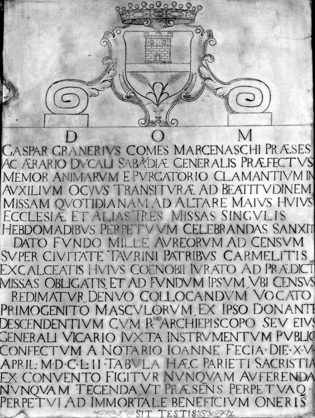 lapide commemorativa, opera isolata - ambito torinese (metà sec. XVII)