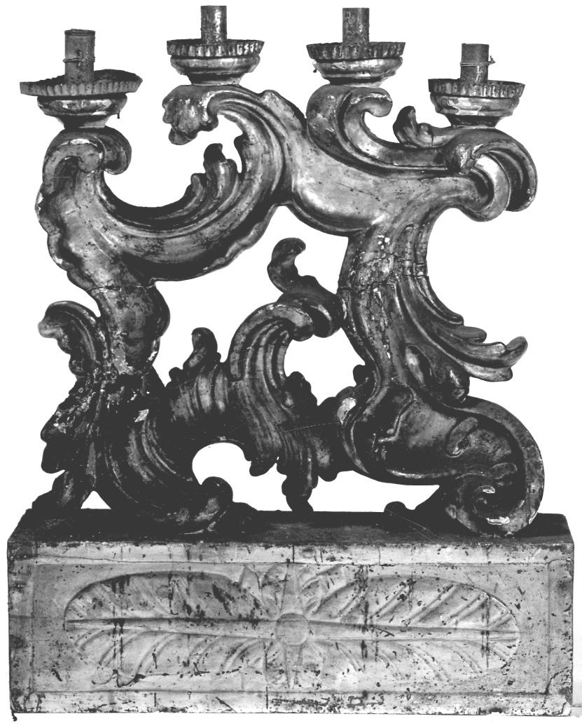 candelabro, serie - bottega piemontese (seconda metà sec. XVIII)
