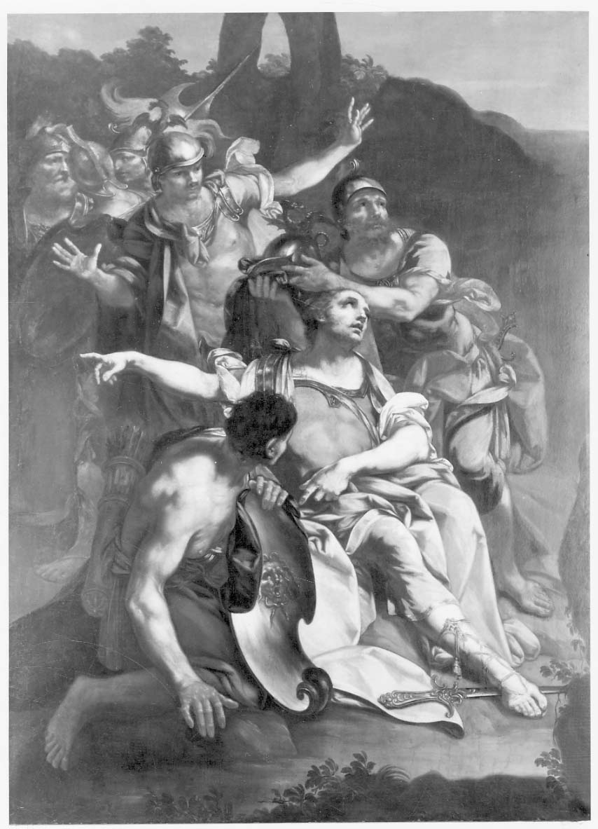 Paolo Emilio ferito a morte alla battaglia di Canne (dipinto) di Blanchery Vittorio (terzo quarto sec. XVIII)