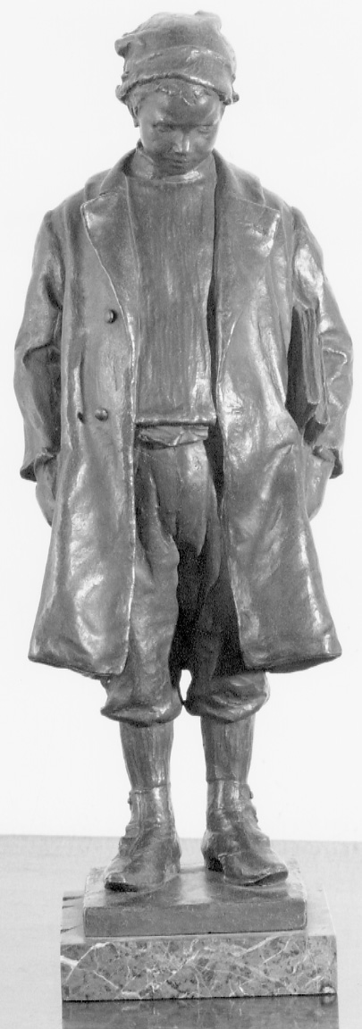 fanciullo con libri (statuetta, opera isolata) di Marsili Emilio (terzo quarto sec. XIX)