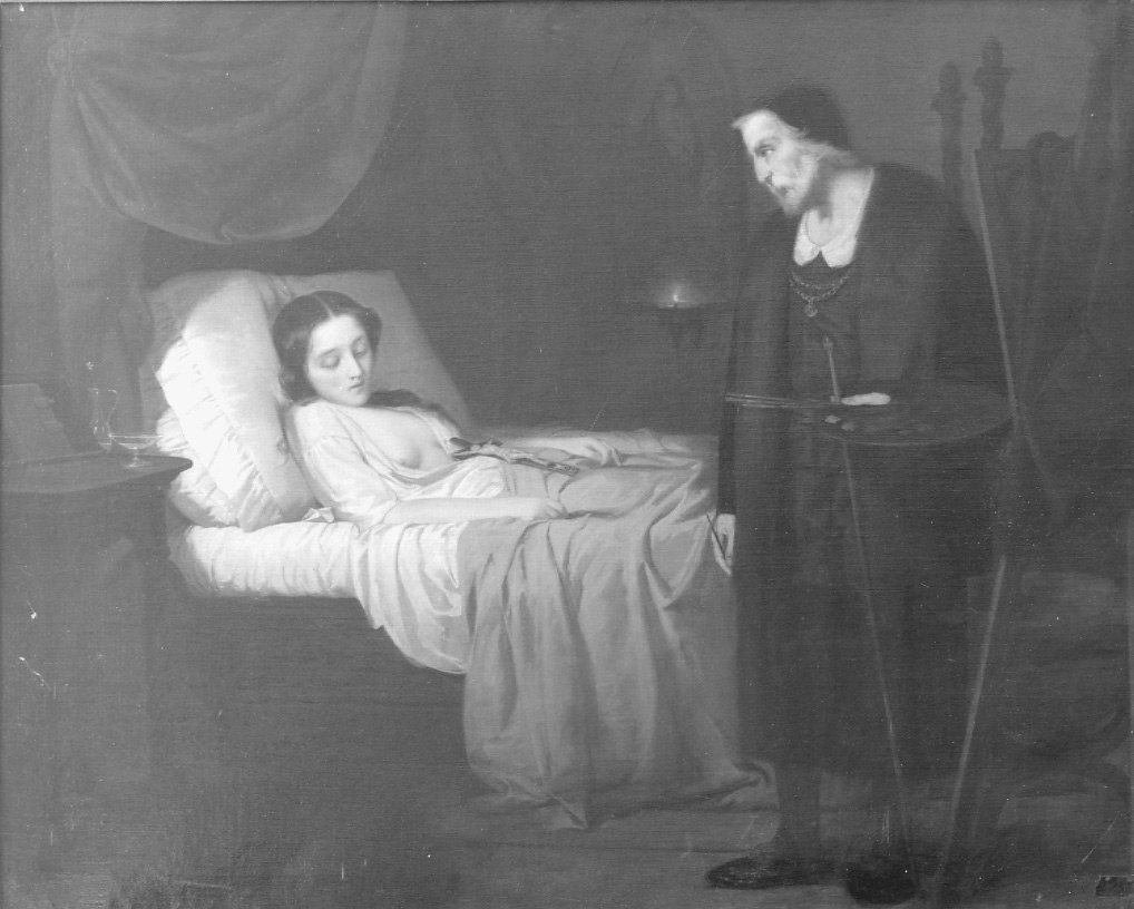 Tintoretto ritrae la figlia morente (dipinto, opera isolata) di Giani Giuseppe (terzo quarto sec. XIX)