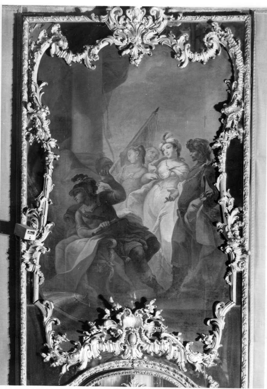 Cesare rifiuta Cleopatra (sovrapporta, opera isolata) di Beaumont Claudio Francesco (scuola) (metà sec. XVIII)