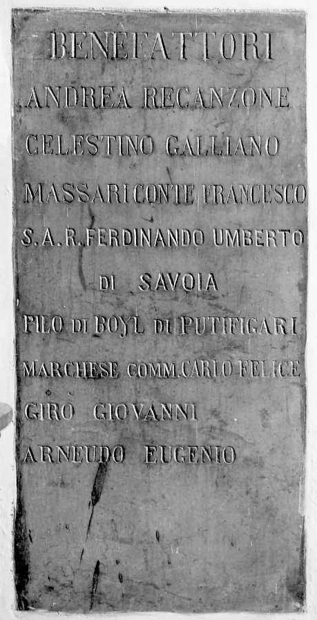 lapide commemorativa, serie - bottega piemontese (fine sec. XIX)