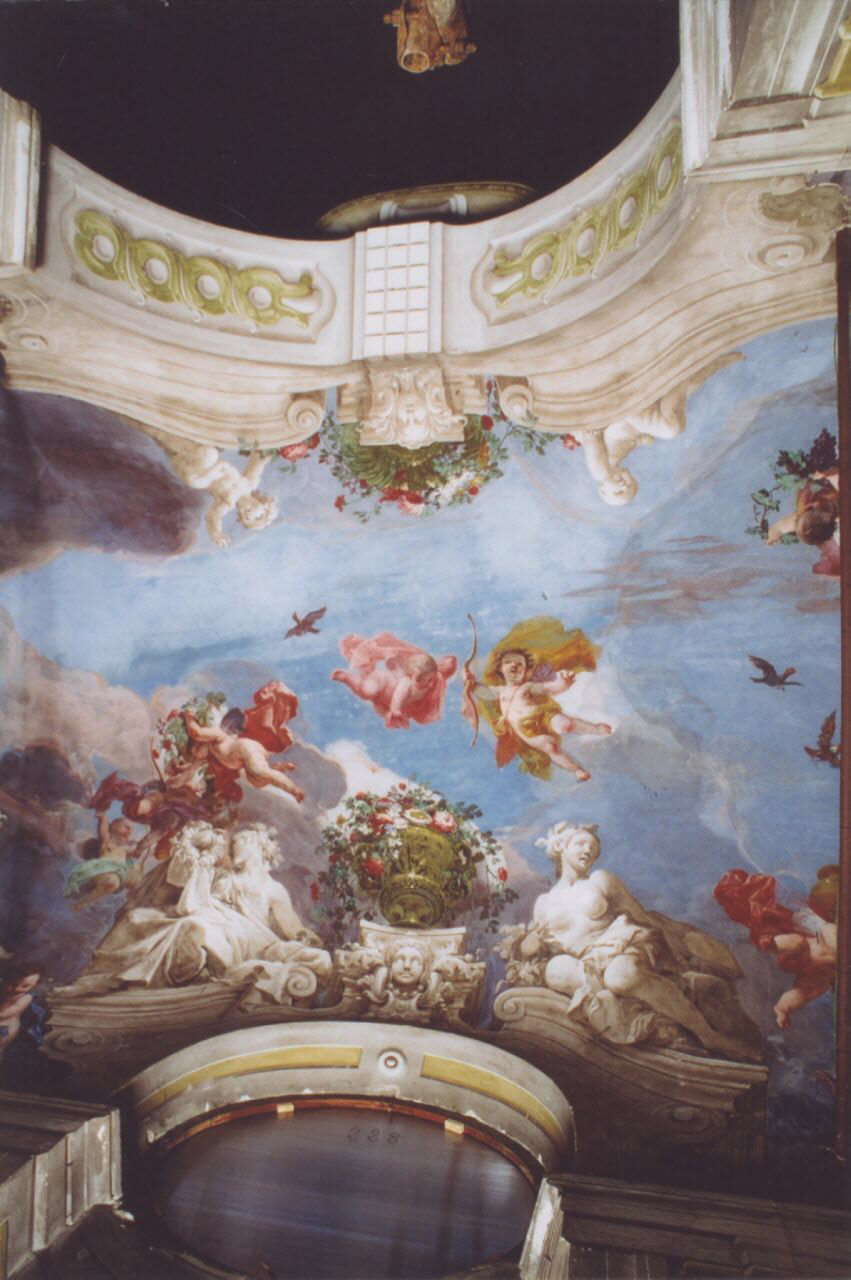 allegoria della Primavera e dell'Autunno (decorazione pittorica, elemento d'insieme) di Crosato Giovanni Battista (secondo quarto sec. XVIII)