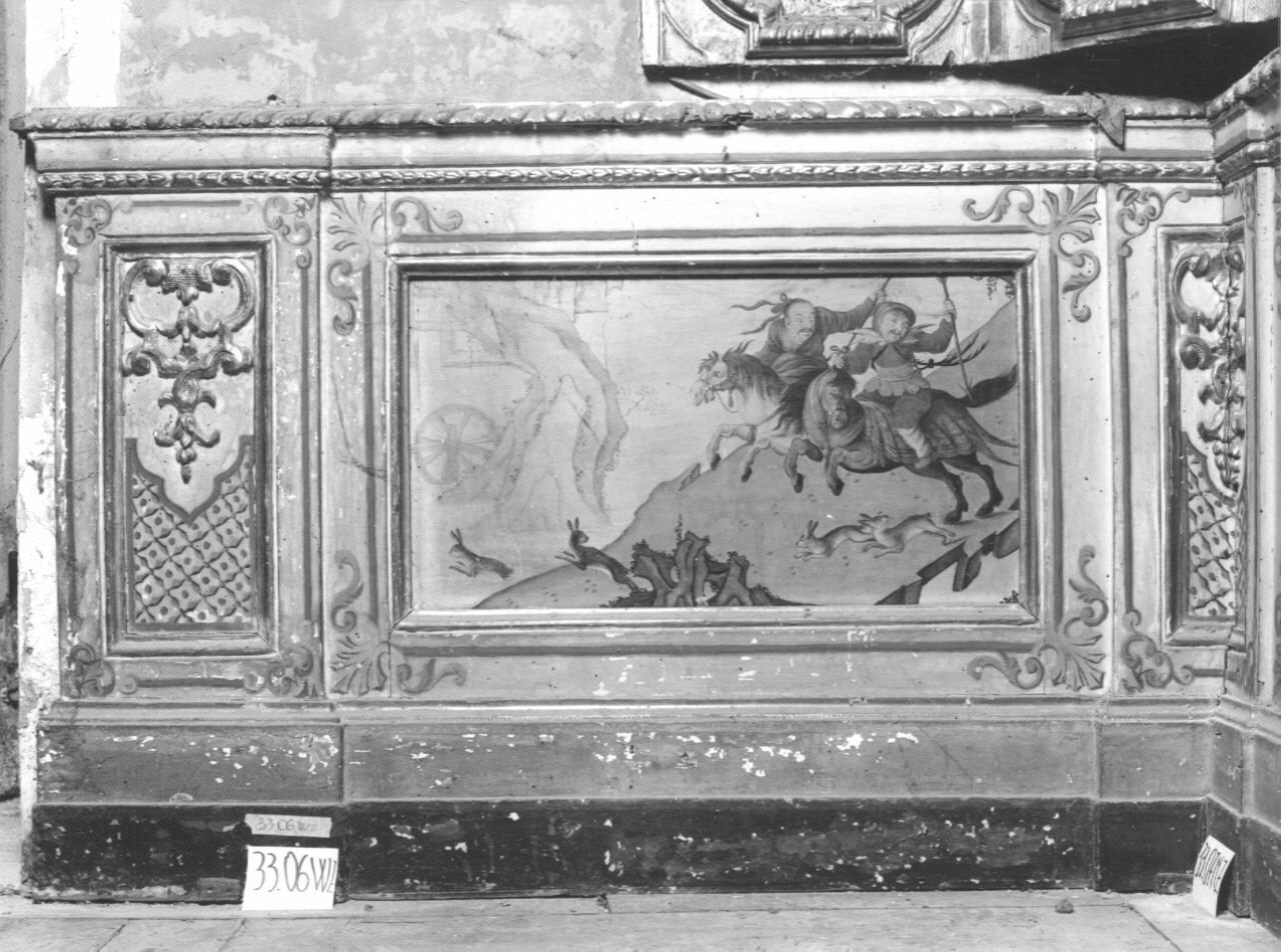 scena con cavalieri orientali intenti alla caccia (elemento decorativo, elemento d'insieme) di Massa Pietro (e aiuti) (secondo quarto sec. XVIII)