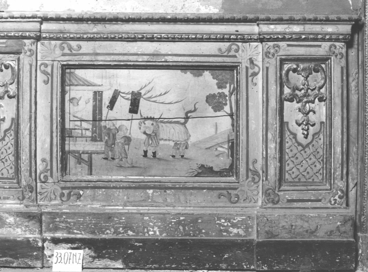 scena con figure orientali intente in attività di svago (elemento decorativo, elemento d'insieme) di Massa Pietro (e aiuti) (secondo quarto sec. XVIII)