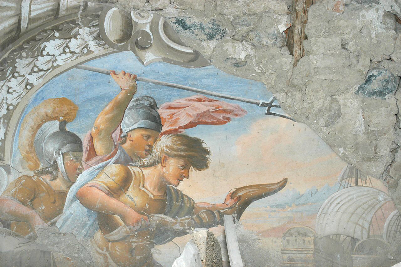 battaglia navale (decorazione pittorica, elemento d'insieme) di Casella Andrea (attribuito) (sec. XVII)