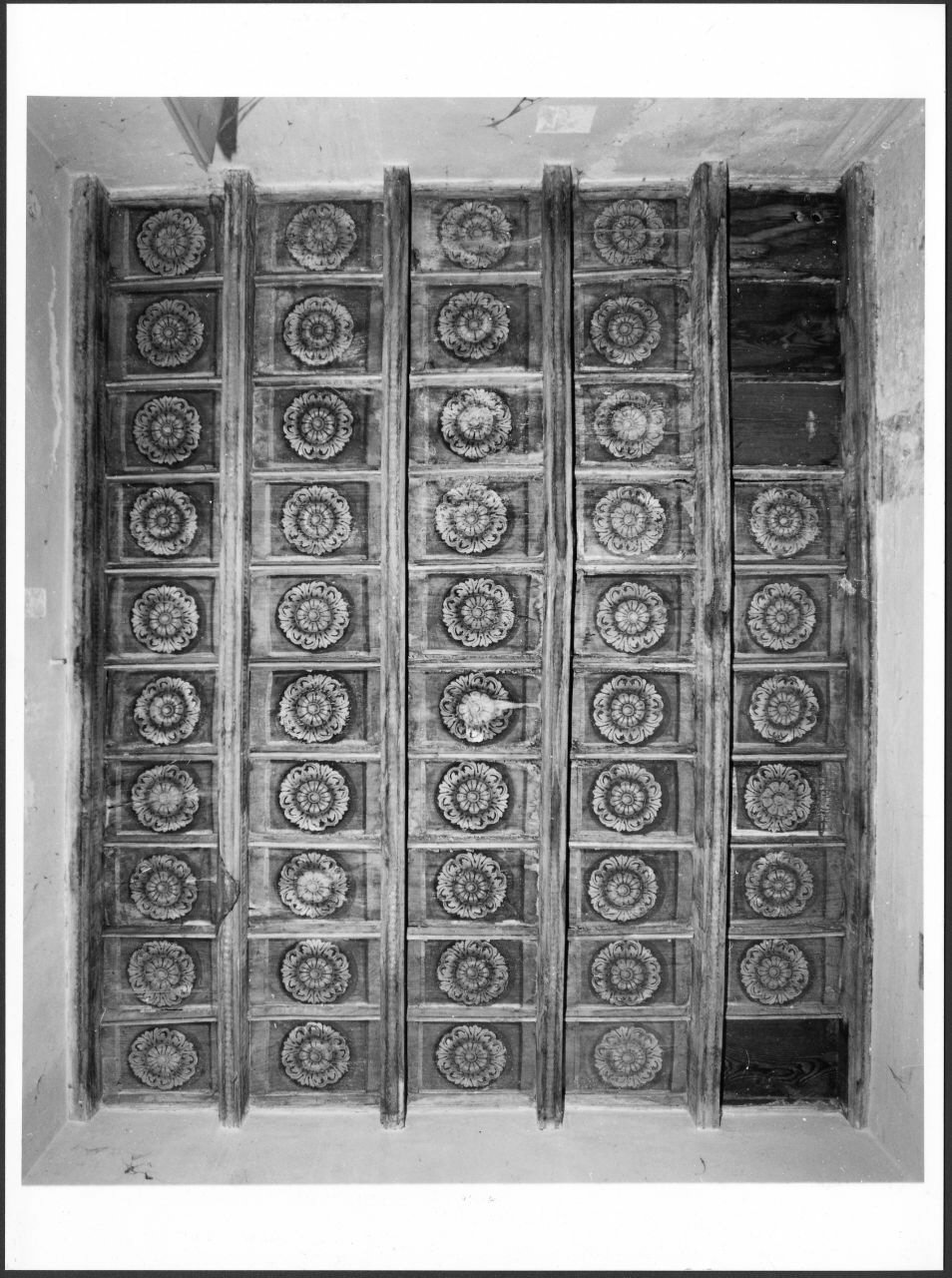 motivi decorativi a rosette e finte baccellature (soffitto dipinto, complesso decorativo) - ambito piemontese (sec. XVII)