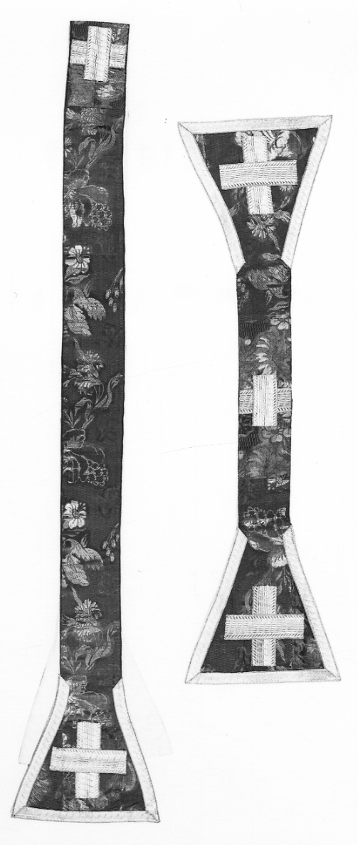 stola, elemento d'insieme - manifattura piemontese (seconda metà sec. XVIII)