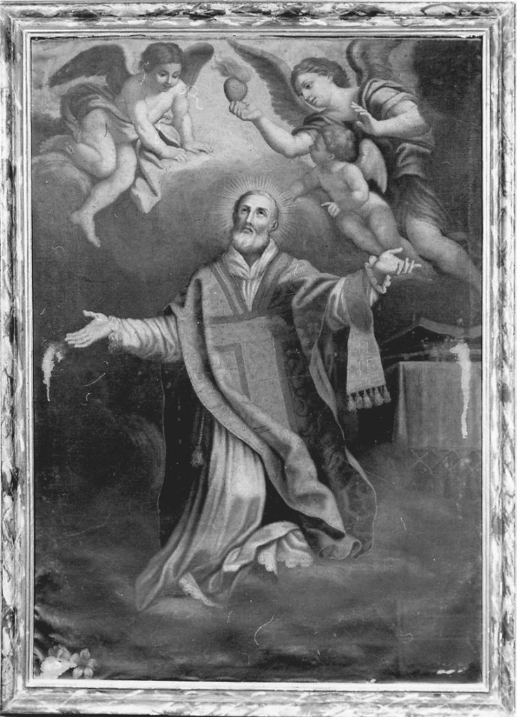 San Filippo Neri in adorazione del Sacro Cuore di Gesù (dipinto, opera isolata) - ambito astigiano (metà sec. XVIII)