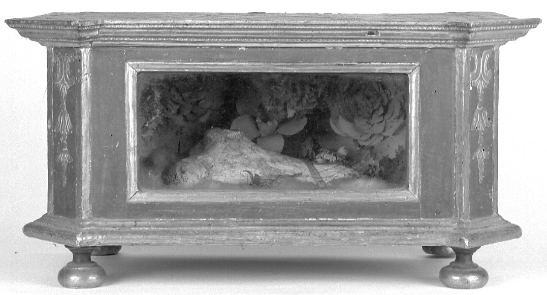 reliquiario a teca - a cassetta, serie - ambito astigiano (prima metà sec. XIX)