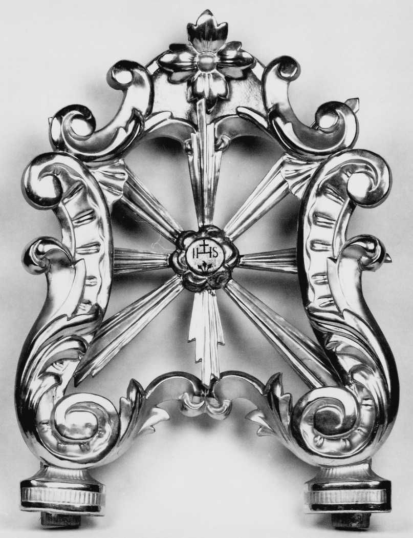 monogramma cristologico (tronetto per esposizione eucaristica, frammento) - ambito astigiano (seconda metà sec. XIX)