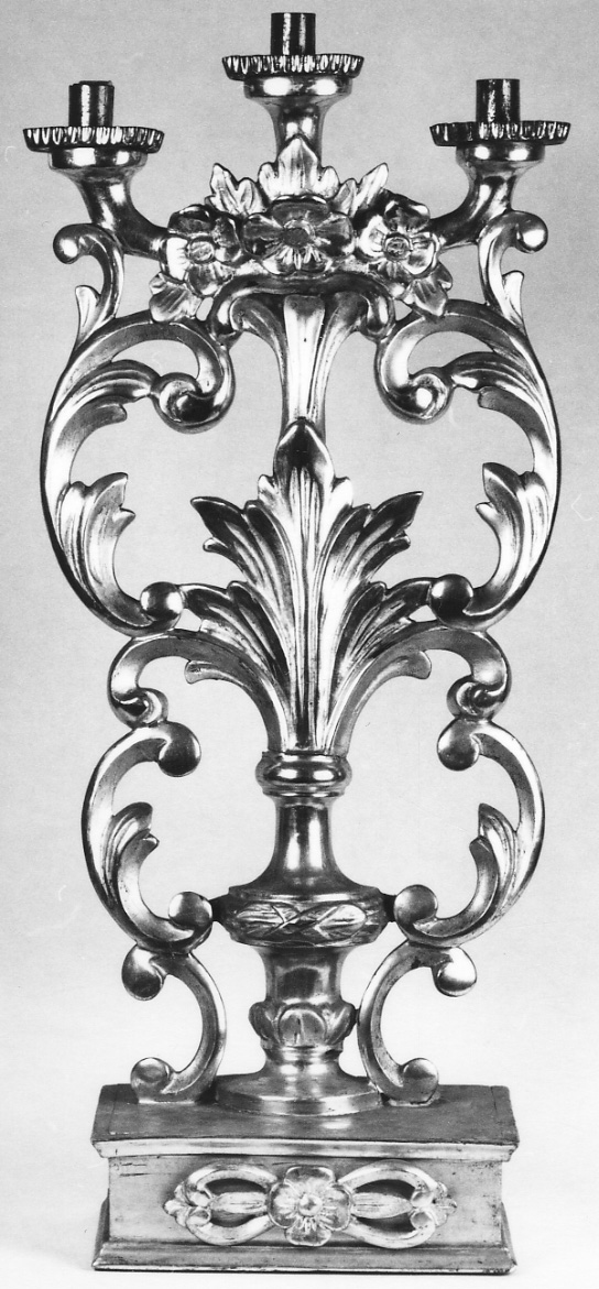 candelabro, serie - bottega astigiana (terzo quarto sec. XIX)