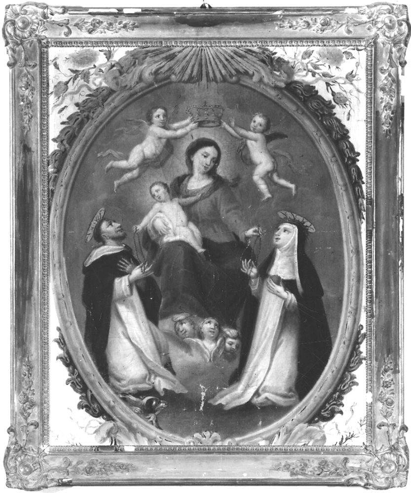 Madonna del Rosario con San Domenico e Santa Caterina da Siena (dipinto, opera isolata) - ambito monregalese (metà sec. XIX)