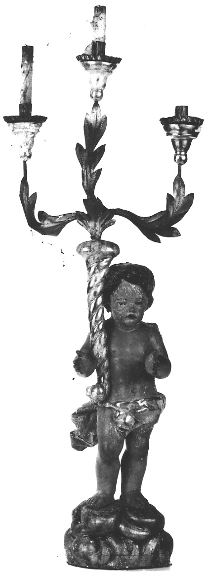 angioletto reggicandelabro (candelabro - a statua, serie) - bottega piemontese (sec. XVIII)