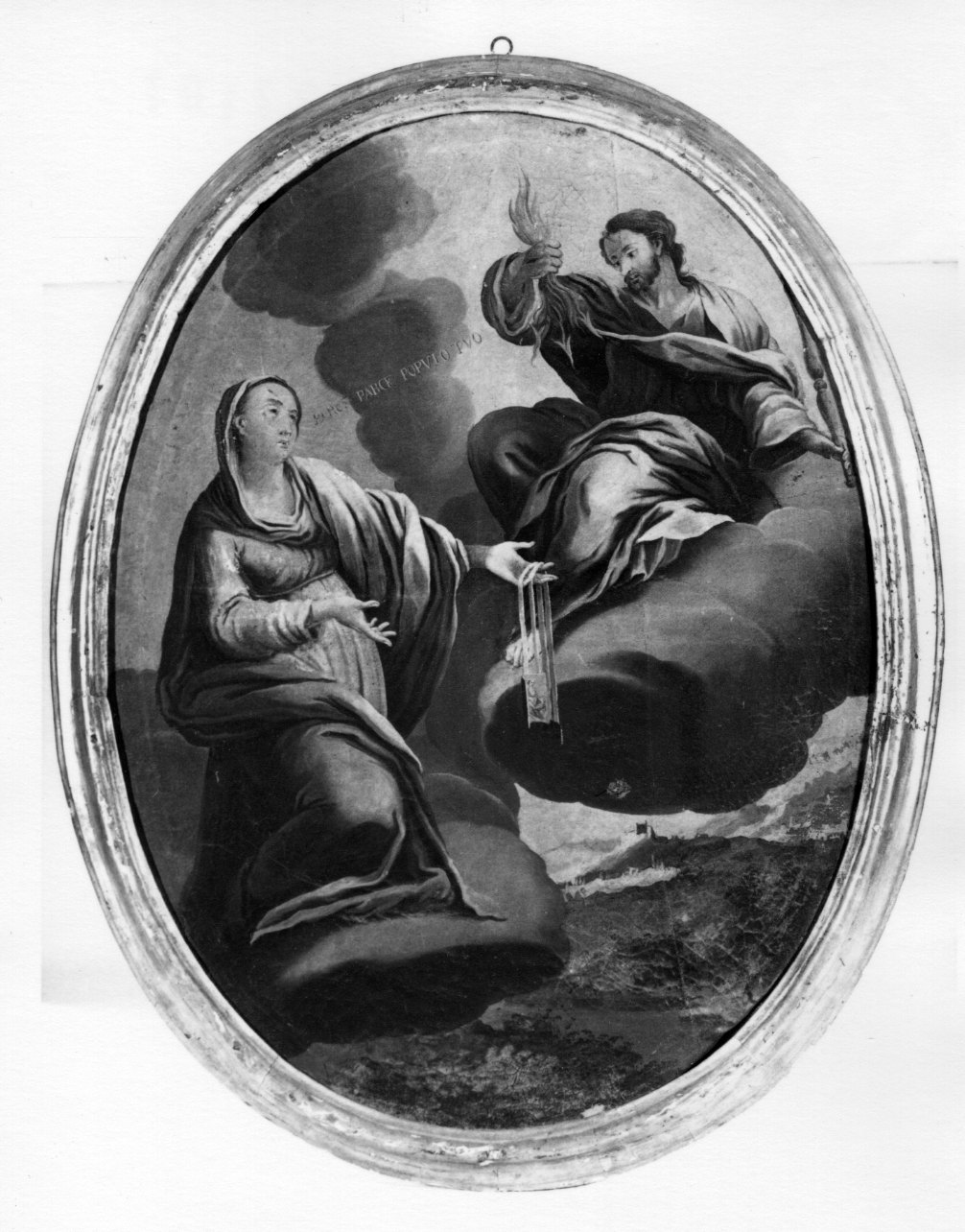 Madonna della Cintola intercede presso Cristo (dipinto, opera isolata) di Botta Paolo Amedeo (attribuito) (secondo quarto sec. XVIII)