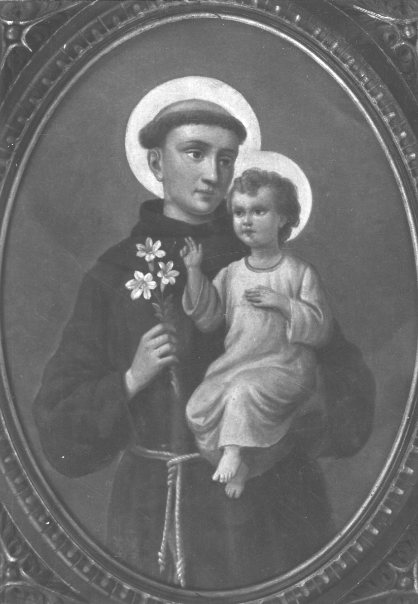 Sant'Antonio da Padova con il bambino (dipinto, opera isolata) - bottega monregalese (prima metà sec. XX)