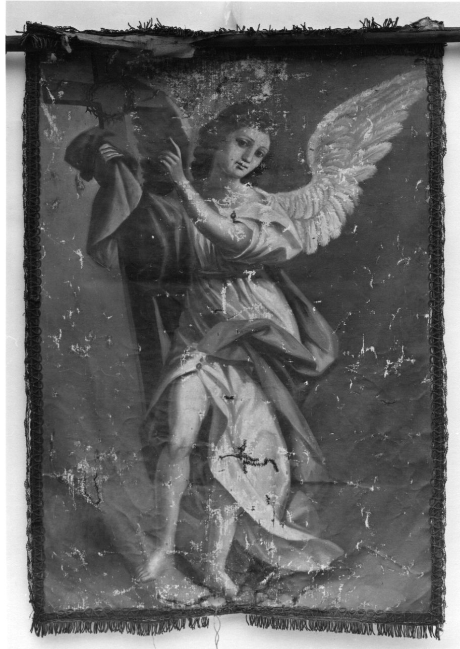 angelo con simboli della passione: croce (dipinto) di Arduino Eugenio (attribuito) (secc. XIX/ XX)