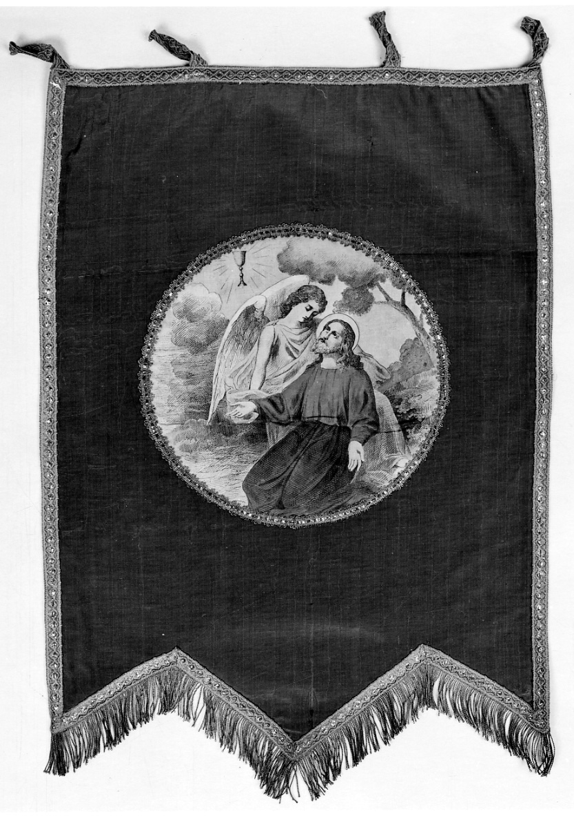 orazione di Cristo nell'orto di Getsemani (stendardo, elemento d'insieme) di Ochsner R - manifattura piemontese (fine/inizio secc. XIX/ XX)