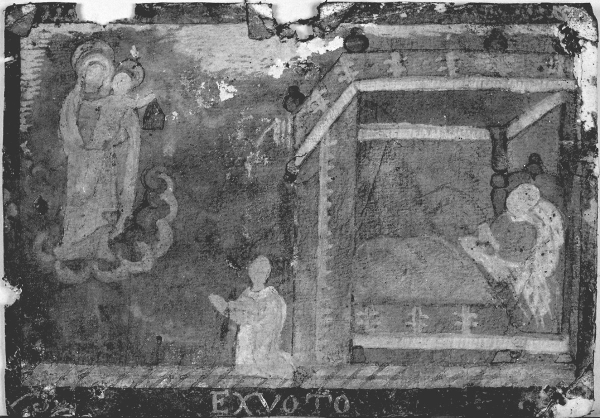 Madonna del Carmelo intercede per guarigione (ex voto, opera isolata) - ambito piemontese (sec. XVII)