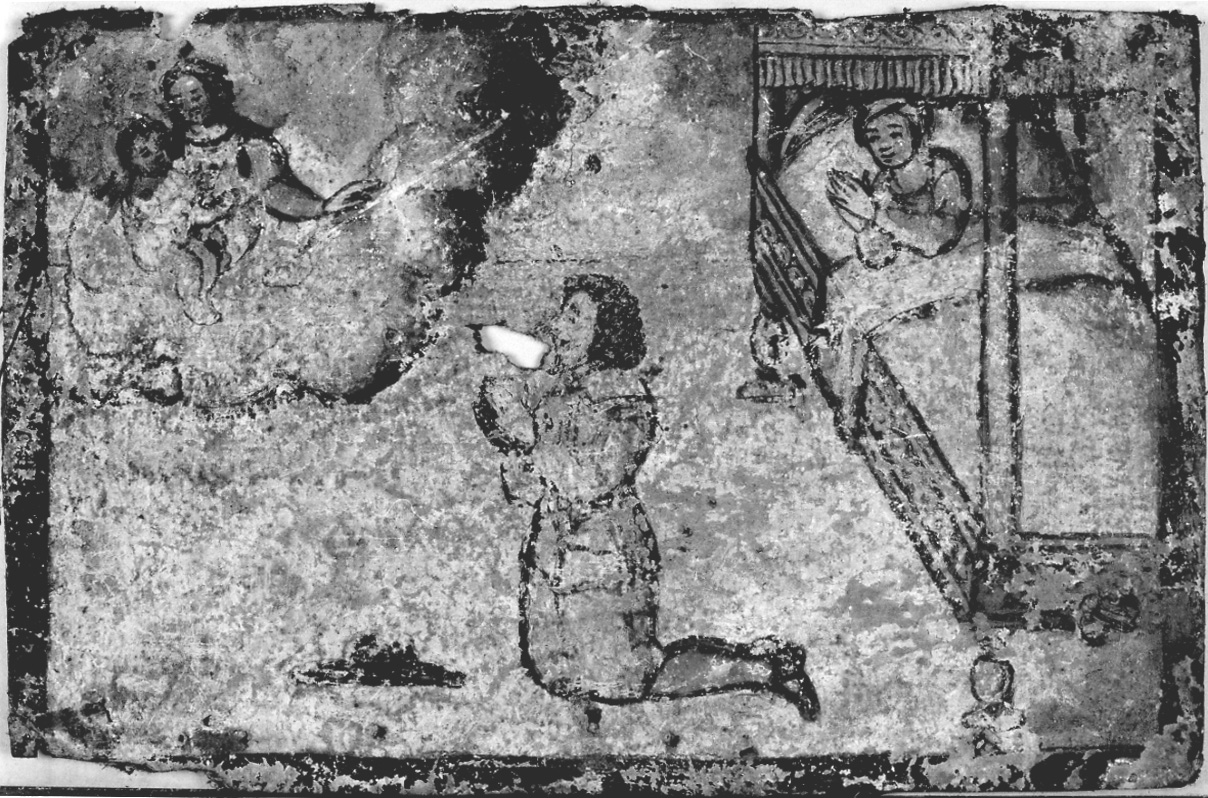 Madonna con Bambino intercede per guarigione (ex voto, opera isolata) - ambito piemontese (sec. XVII)