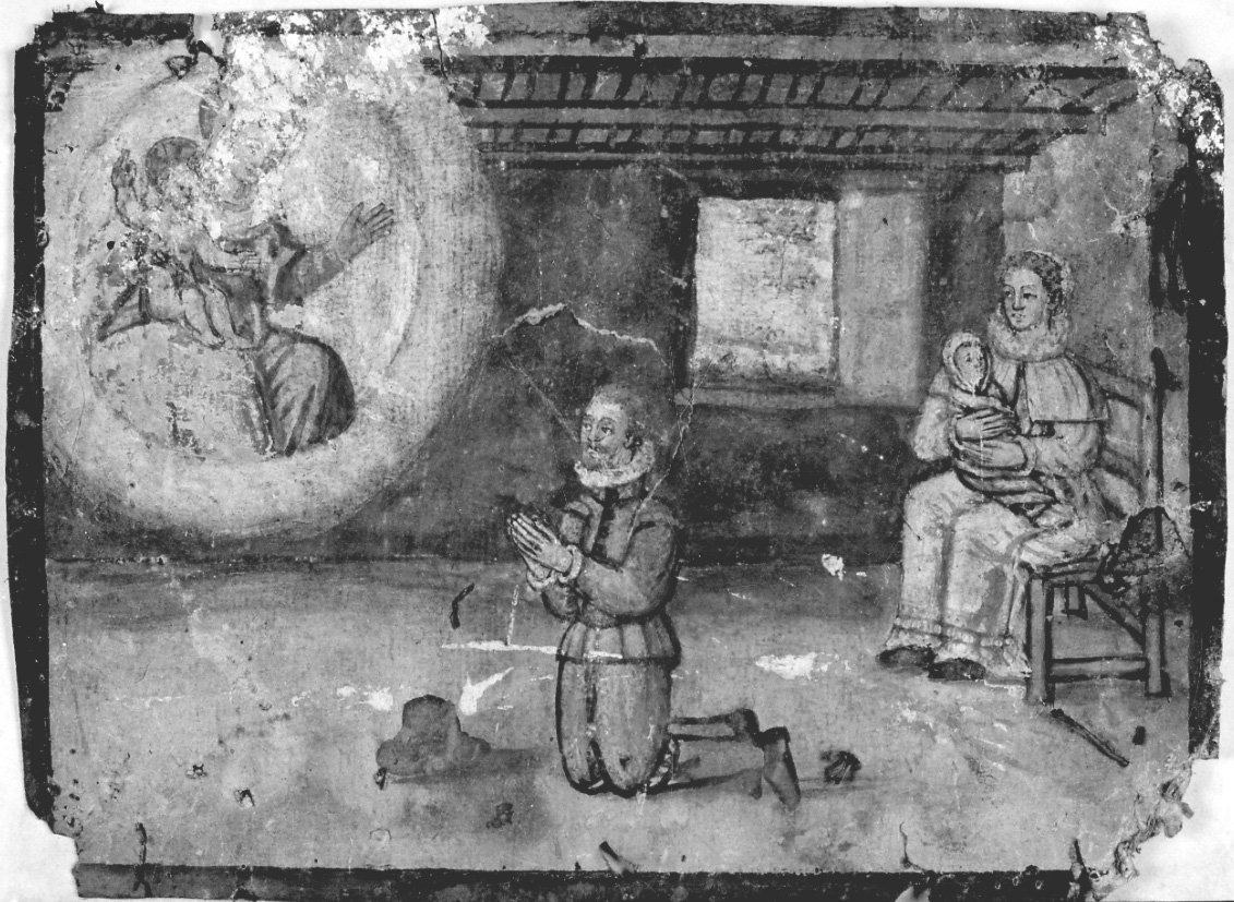 Madonna con Bambino intercede per guarigione (ex voto, opera isolata) - ambito piemontese (sec. XVII)