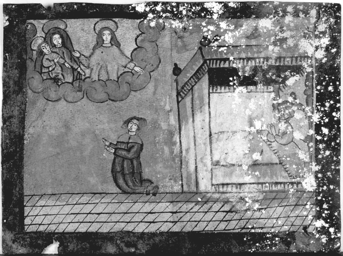 Sacra Famiglia intercede per guarigione (ex voto, opera isolata) - ambito piemontese (sec. XVII)