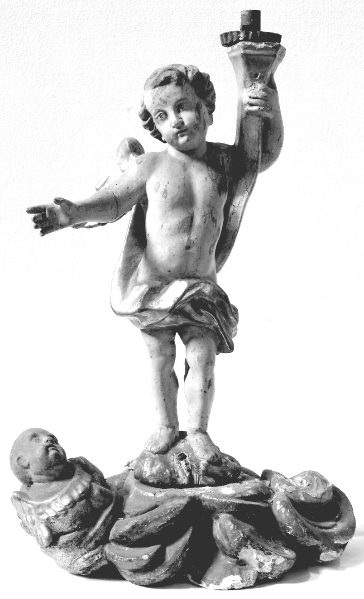 angioletto reggicandelabro (candelabro - a statua, opera isolata) - ambito piemontese (sec. XVIII)