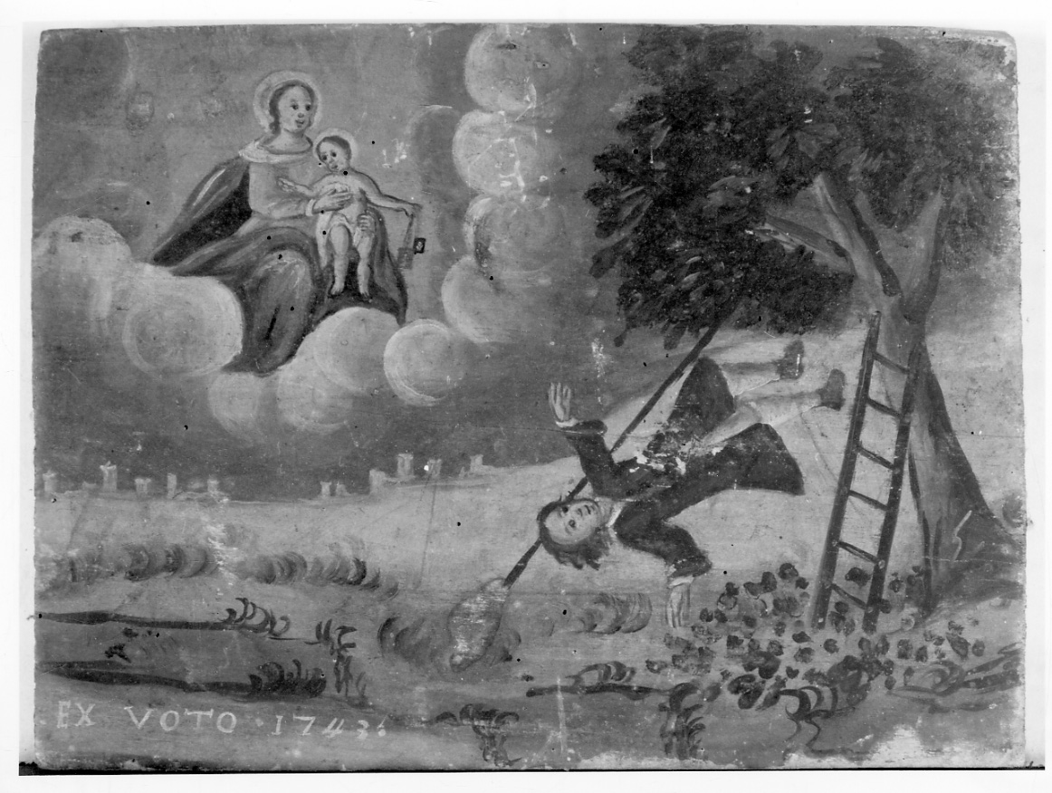 Madonna del Carmelo interviene in un incidente (ex voto, opera isolata) - ambito piemontese (metà sec. XVIII)