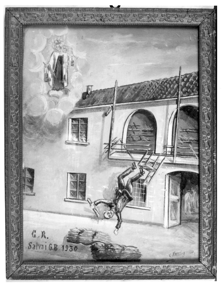 Madonna del Carmelo interviene in un incidente (ex voto, opera isolata) di Vecchia C (secondo quarto sec. XX)