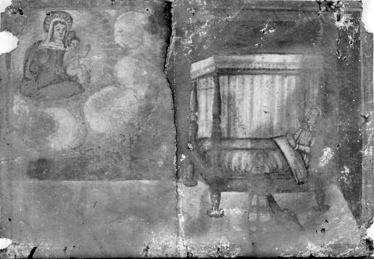 Madonna con Bambino intercede per guarigione (ex voto, opera isolata) - ambito piemontese (seconda metà sec. XVII)