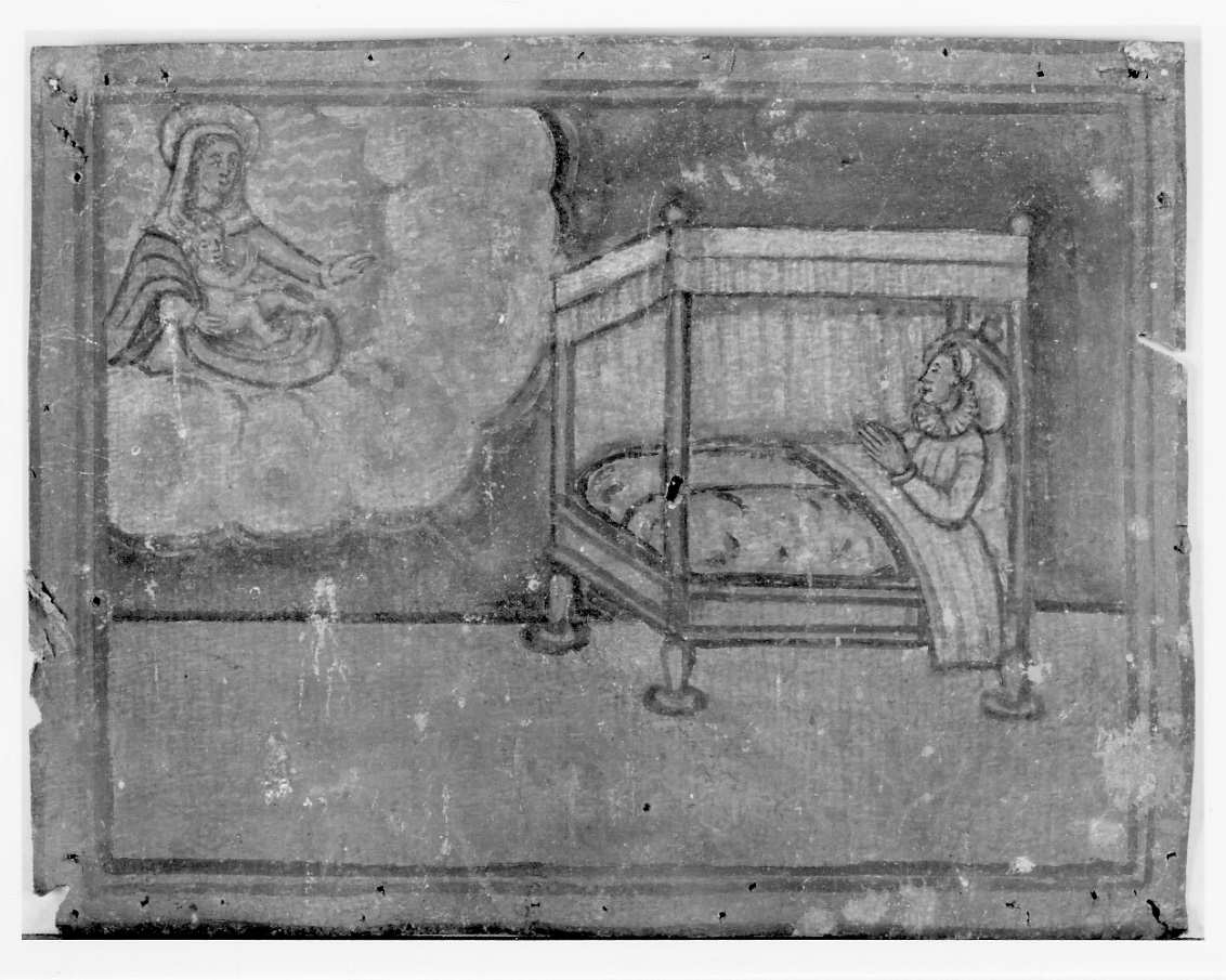 Madonna con Bambino intercede per guarigione (ex voto, opera isolata) - ambito piemontese (sec. XVII)