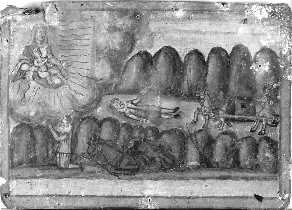 Madonna con Bambino interviene in un incidente (ex voto, opera isolata) - ambito piemontese (sec. XVII)